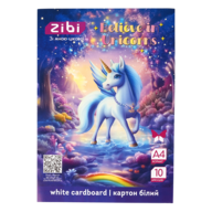 /Картон білий крейдований двосторонній UNICORN, А4, 10 аркушів, 180 г/м2, KIDS Line
