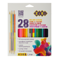 Карандаши цветные, 24шт/28 цв. (20 стандарт, 4 двухстор.), трехгранный, KIDS Line