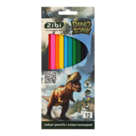 Карандаши цветные DINO, трехгранный корпус, 12 цветов, KIDS LINE