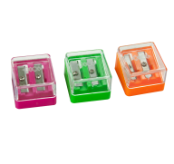 Точилка для карандашей с контейнером, 2 отв., пл. коробка, ассорти, KIDS Line
