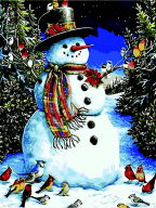Картина по номерам "Сніговик в циліндрі", 40*50 cm, ART Line