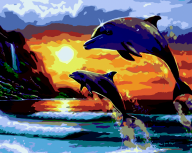 @Картина по номерам "Дельфіни і море", 40*50 cm, ART Line