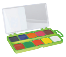 /Акварель 10 цветов, пласт./кор., б/кист., салатовый, KIDS Line