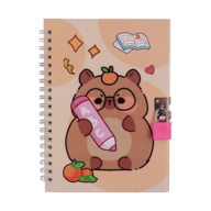 Блокнот на пружині збоку із замком CAPYBARA, 130х180 мм, 48 арк., клітинка, асорті, KIDS Line