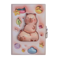 Блокнот 3D із замком CAPYBARA, 145 х 210 мм, 80 арк., клітинка, Soft PU обкладинка, асорті, KIDS Lin