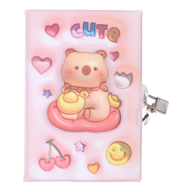 Блокнот 3D із замком CAPYBARA, 145 х 210 мм, 80 арк., клітинка, Soft PU обкладинка, асорті, KIDS Lin