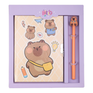 Блокнот із замком та ручкою CAPYBARA 1, 203х225 мм, 50 арк., клітинка, асорті, KIDS Line.