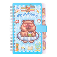 Блокнот на пружині збоку CAPYBARA, А6, 60 арк., клітинка, з магнітною застібкою, асорті, KIDS Line