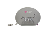 #@Кейс для монет CAT LOVER,12,5x8,5x4,5 см, серый (декор: глиттерный кот)
