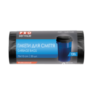 /Пакети для сміття  п/е, 70*110, чорні  LD, 120л/20шт МІЦНІ (10шт/ящ) PRO SERVICE