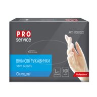 @/Перчатки виниловые,  нестерильные,  безцветные, 100шт/уп., размер L PRO SERVICE