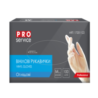 @/Перчатки виниловые, нестерильные, безцветные, 100шт/уп., размер M, PRO SERVICE