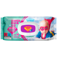 /Серветки вологі, SuperPack, ромашка та алоє, 120шт., Super Baby 
